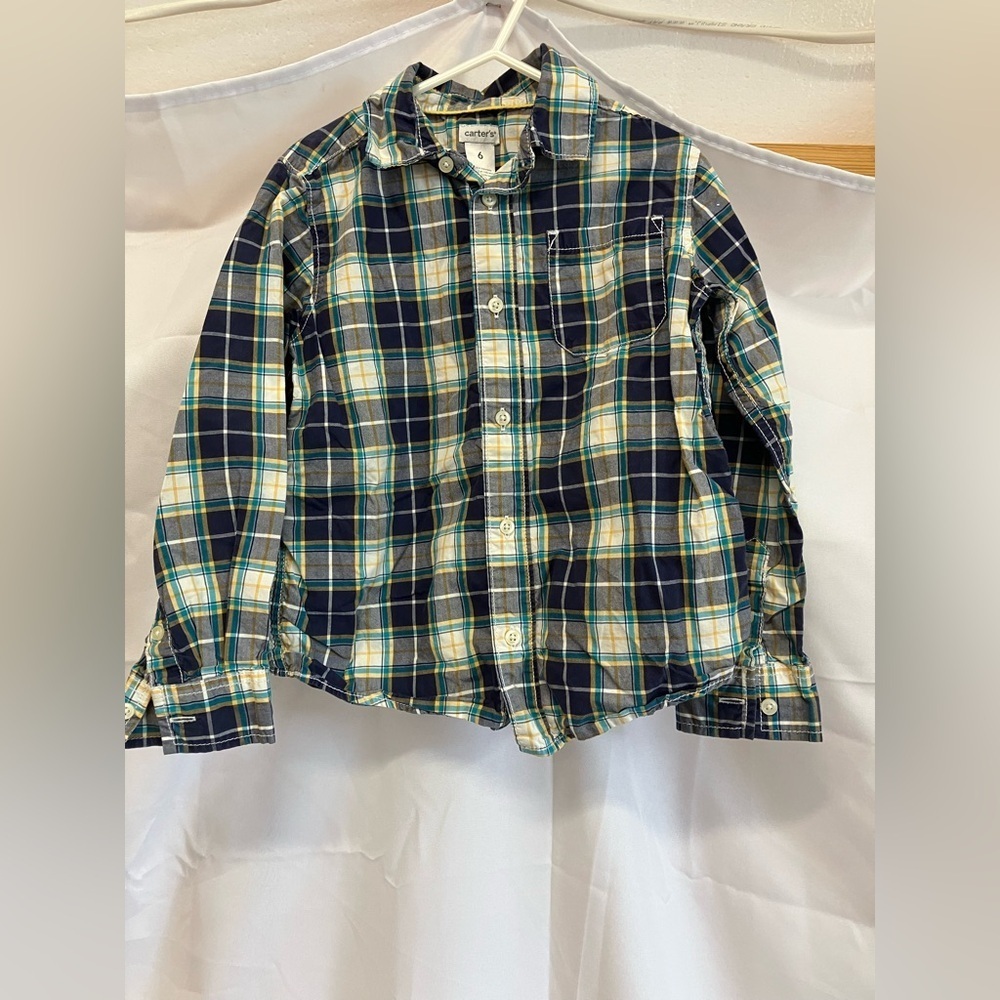 Carter's Plaid Shirts - Navy and Green - Picture 4 of 7